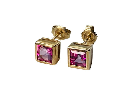 9ct Gold Pink Topaz Earrings