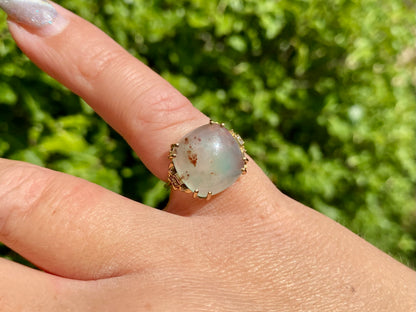 9ct Gold Aquaprase & Diamond Ring