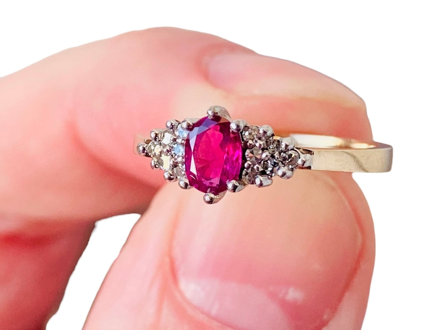 Vintage 9ct Gold Ruby & Diamond Ring