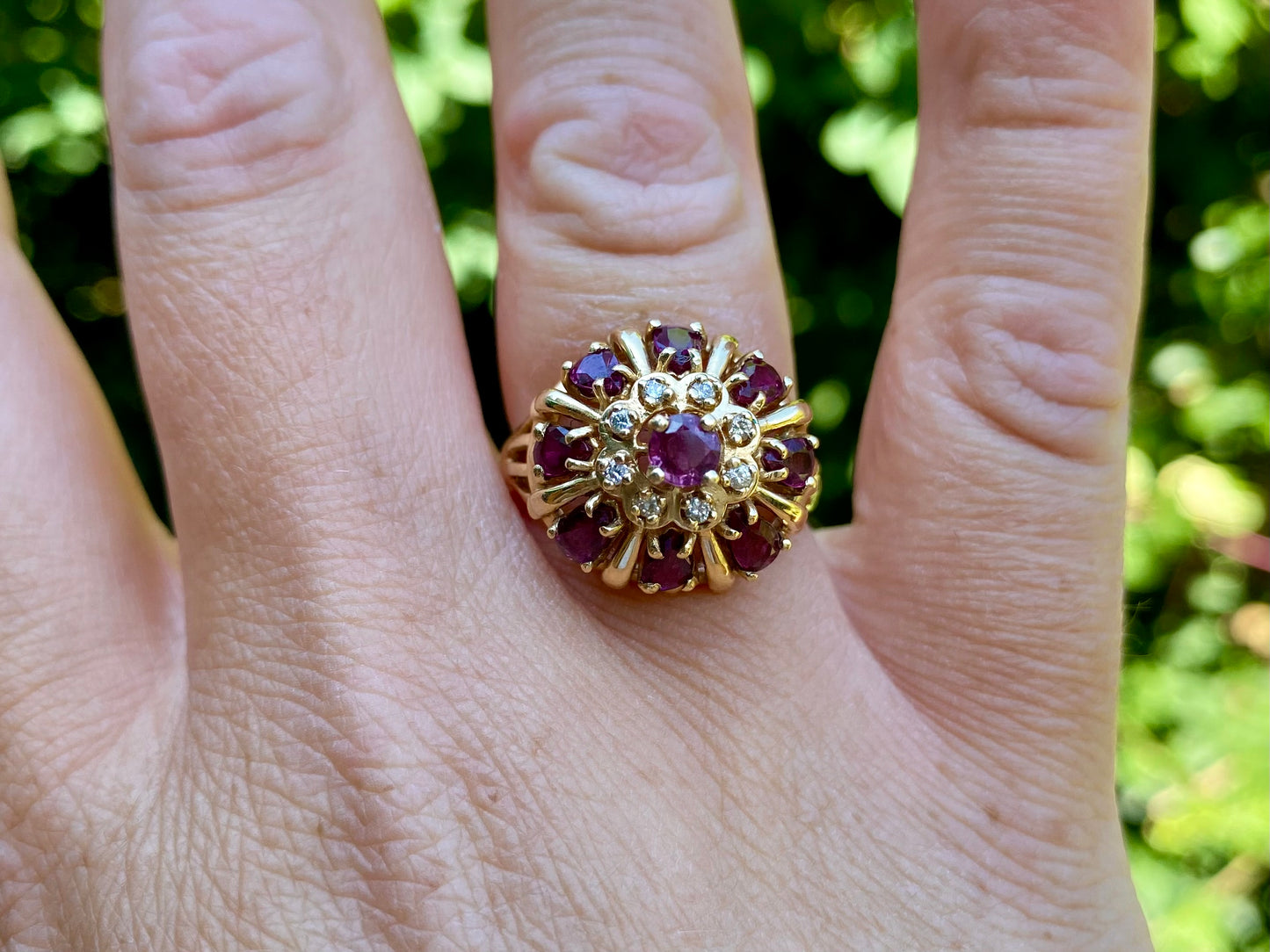 Vintage 14ct Gold Ruby & Diamond Ring