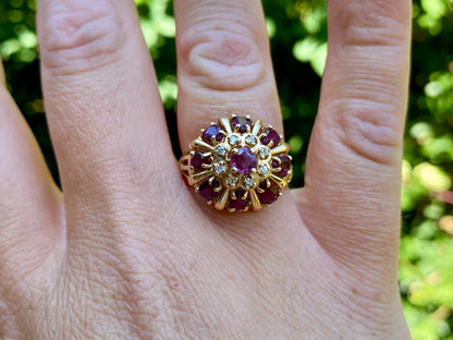 Vintage 14ct Gold Ruby & Diamond Ring