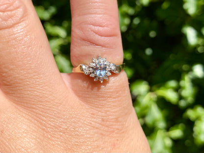 9ct Gold Aquamarine & Diamond Ring