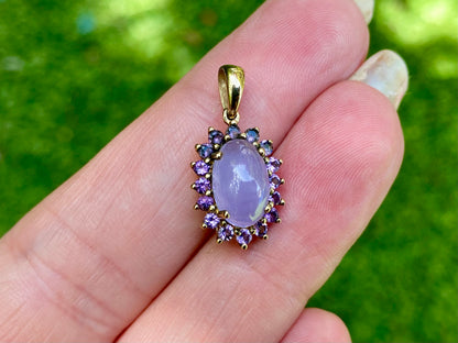 9ct Gold Lavender Jade & Amethyst Pendant