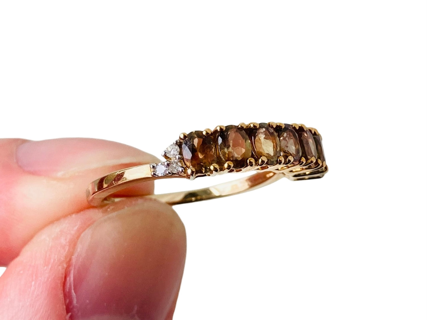 9ct Gold Brown Audalusite & Diamond Ring