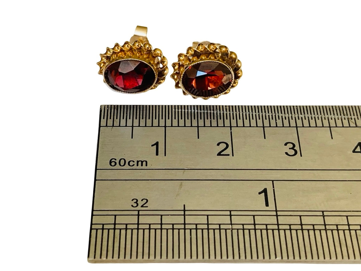 9ct Gold Garnet Earrings