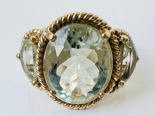 9ct Gold Green Amethyst Ring
