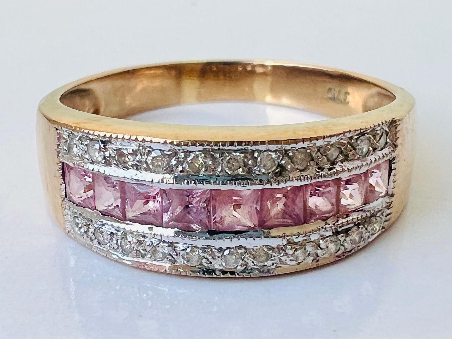9ct Gold Pink Sapphire & Diamond Ring