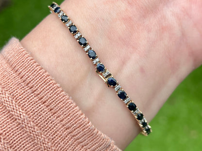 10ct Gold Sapphire & Diamond Bracelet