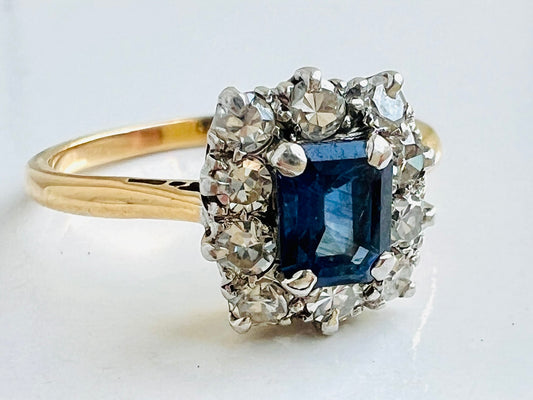 Antique 18ct Gold & Platinum Sapphire & Diamond Ring