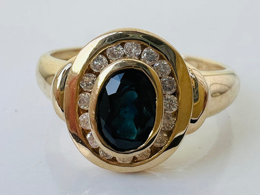 9ct Gold Sapphire & Diamond Ring