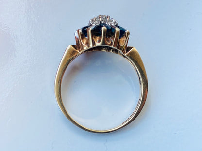 Vintage 9ct Gold Sapphire & Diamond Ring