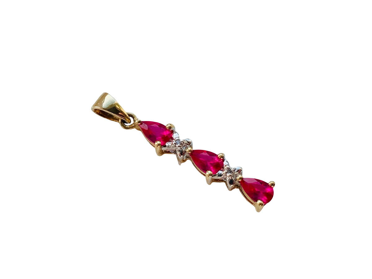 9ct Gold Ruby & Diamond Pendant