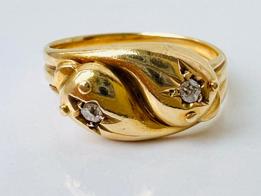 Antique 18ct Gold Diamond Snake Ring