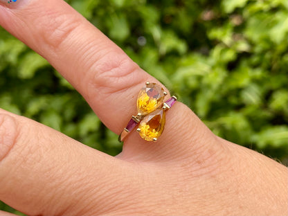 9ct Gold Citrine & Rhodolite Garnet Ring