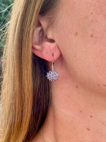 9ct Gold Tanzanite & Diamond Earrings