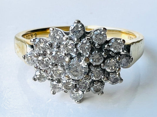 Vintage 18ct Gold 0.52ct Diamond Cluster Ring