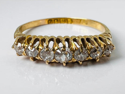 Antique Edwardian 18ct Gold Seven-Stone Diamond Ring