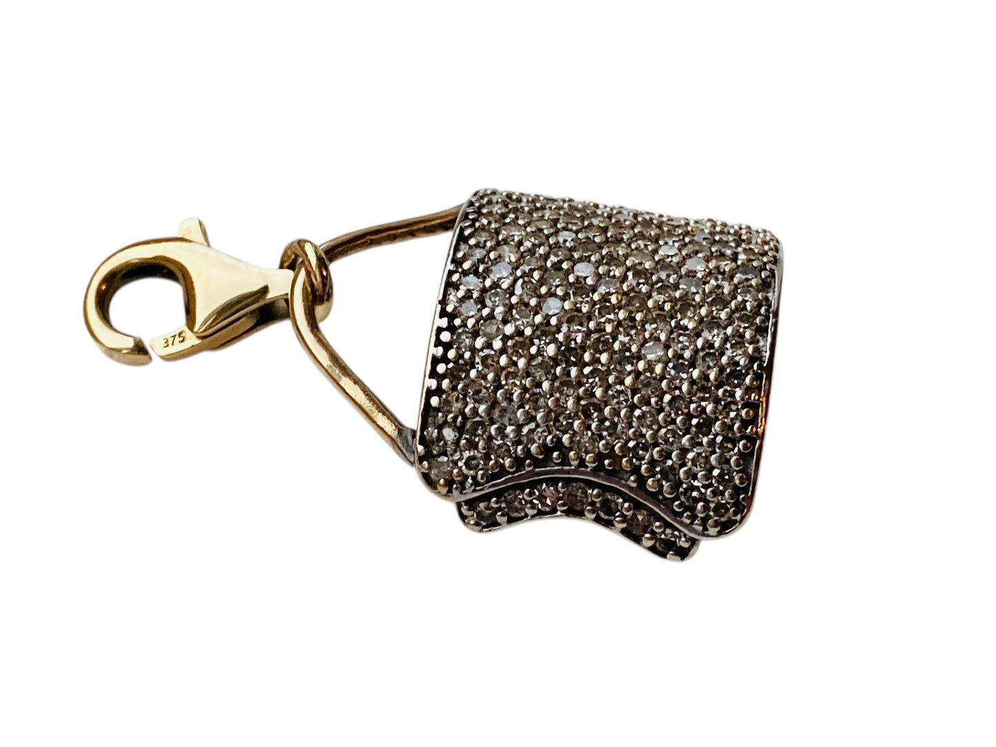 9ct Gold Diamond Handbag Clasp Pendant