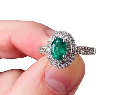 9ct Gold Emerald & Zircon Ring