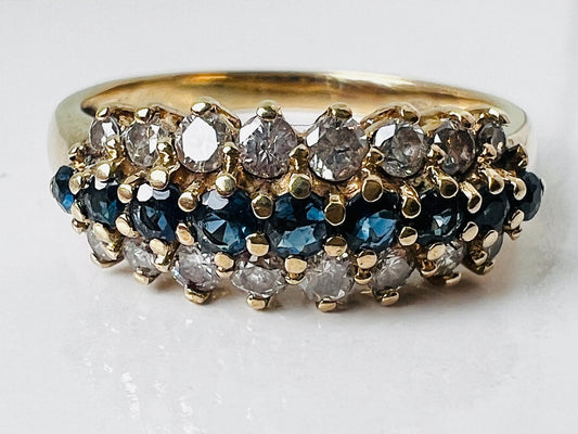 Vintage 9ct Gold Sapphire & Diamond Ring