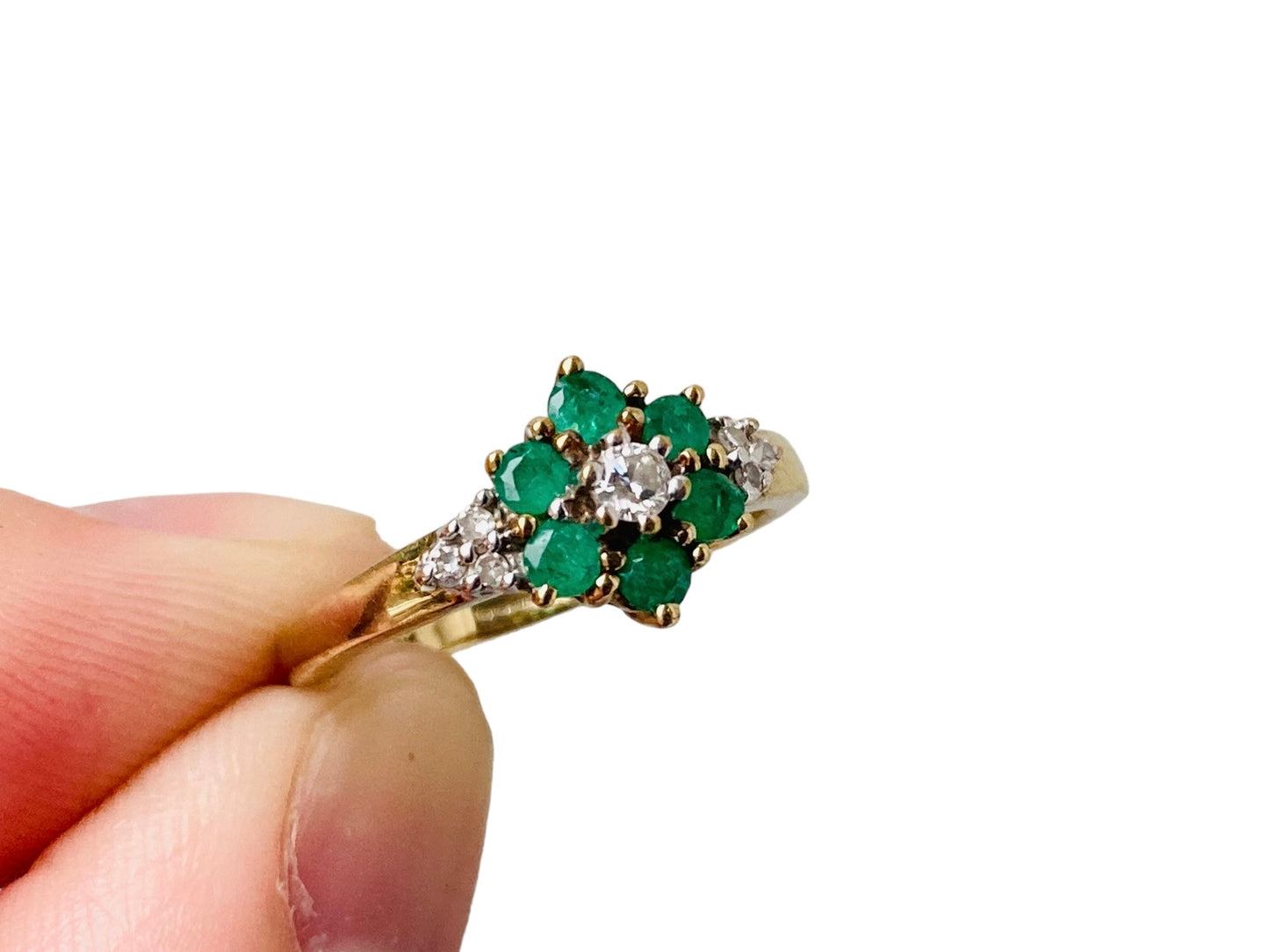 9ct Gold Emerald & Diamond Ring