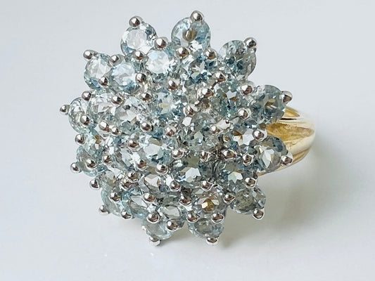 9ct Gold Aquamarine Cluster Ring