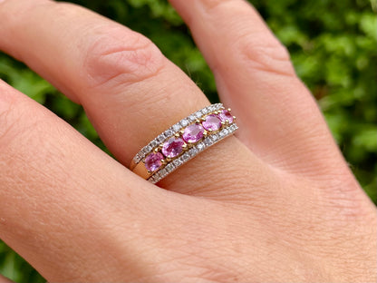 9ct Gold Pink Sapphire & Diamond Ring