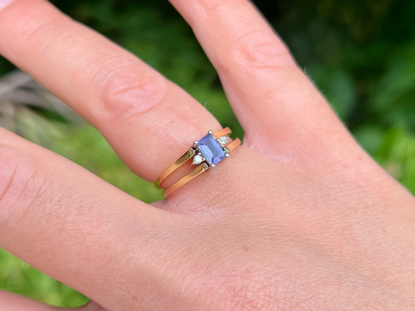 Vintage 18ct Gold Sapphire & Tanzanite Flip Ring