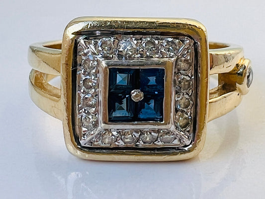 14ct Gold Sapphire & Diamond Ring