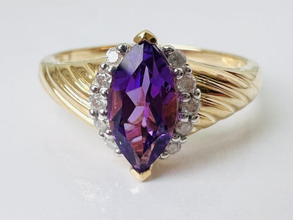 9ct Gold Amethyst & Diamond Ring