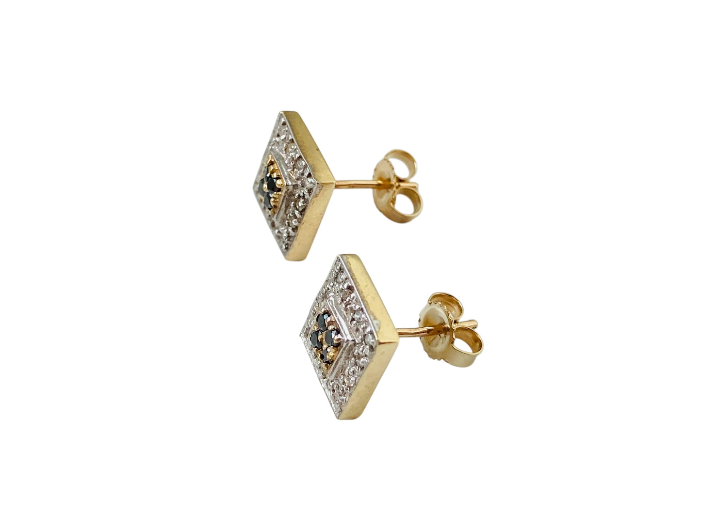 9ct Gold Black & White Diamond Earrings
