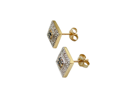 9ct Gold Black & White Diamond Earrings