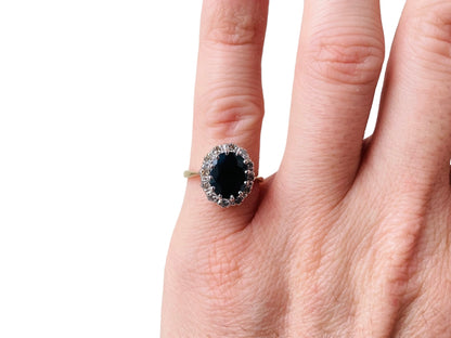 9ct Gold Sapphire & Diamond Cluster Ring