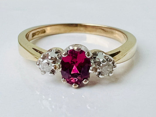 9ct Gold Pink Tourmaline & Diamond Ring