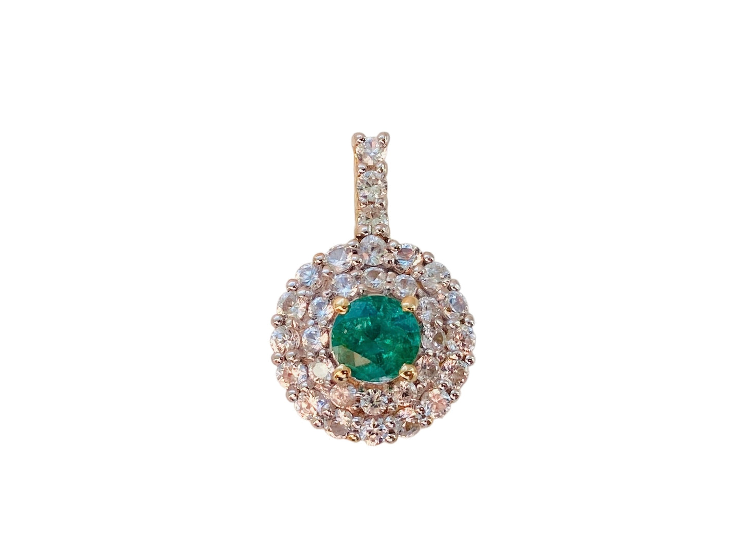 9ct Gold Emeraldine Quartz & White Topaz Pendant