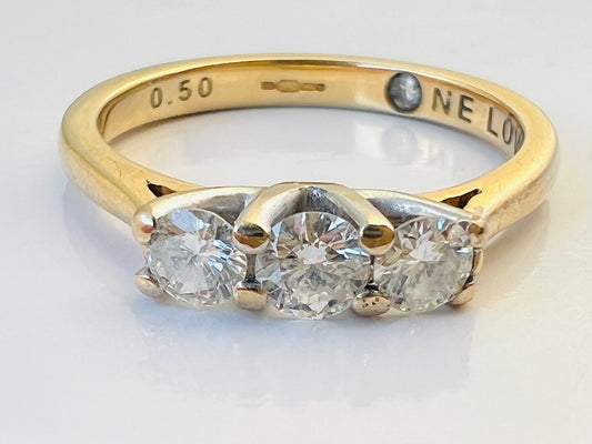 18ct Gold 0.50ct Three-Stone Diamond Ring