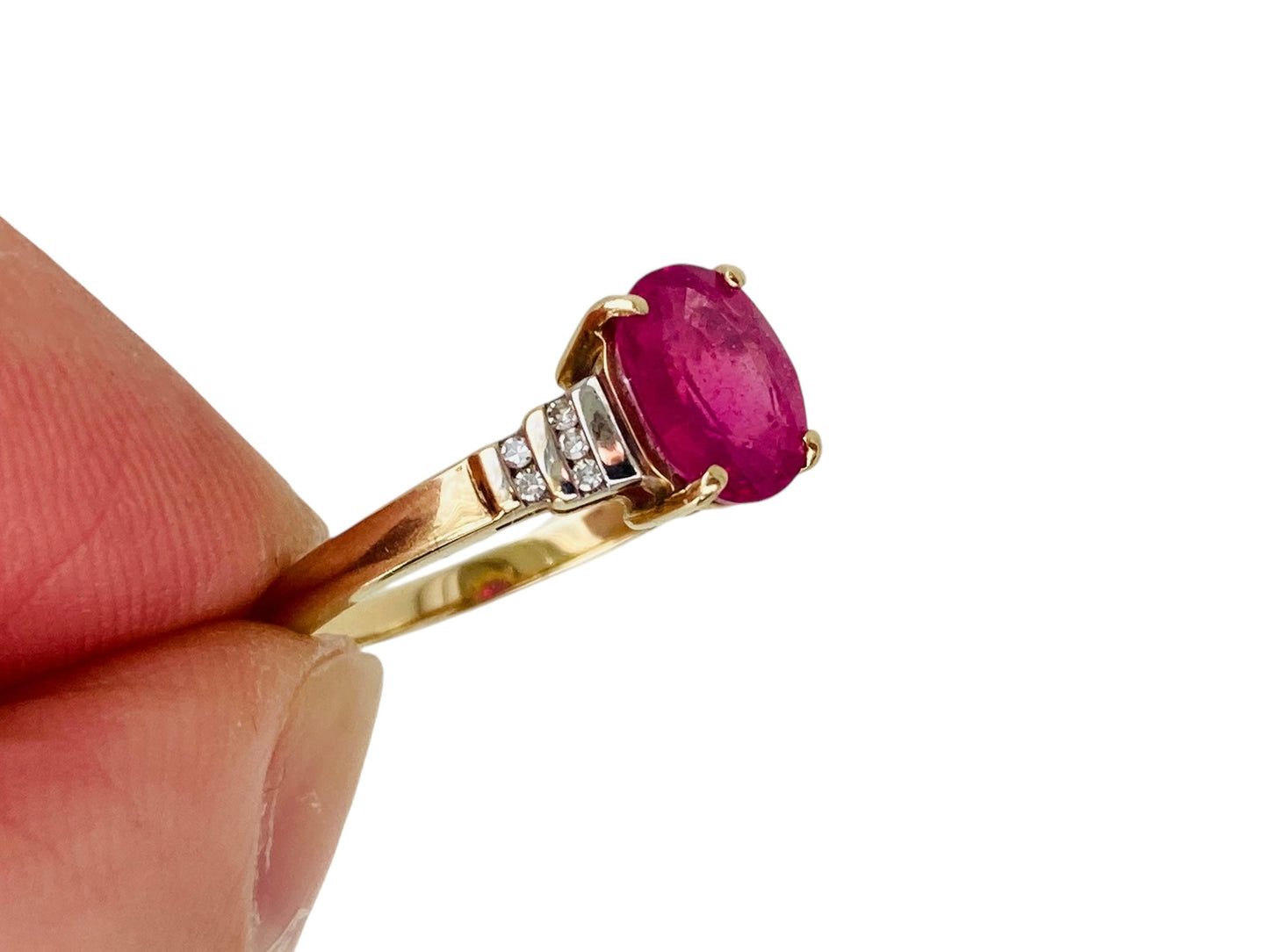 9ct Gold Pink Ruby & Diamond Ring