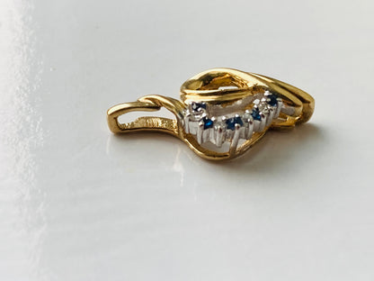 9ct Gold Sapphire & Diamond Pendant