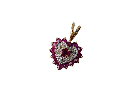 Vintage 9ct Gold Ruby & Diamond Pendant