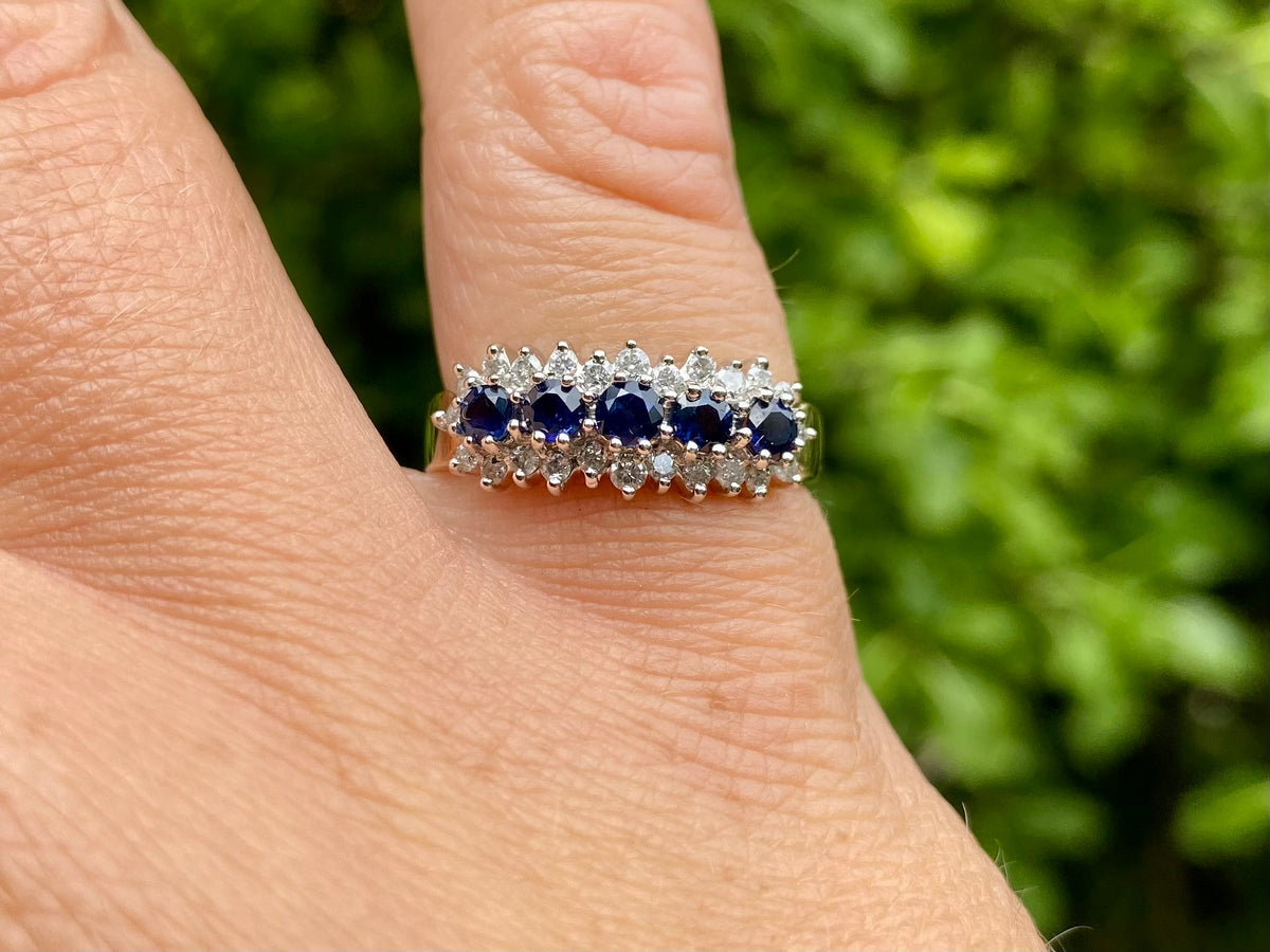 9ct Gold Sapphire & Diamond Ring