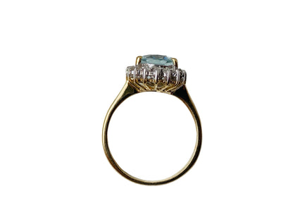 9ct Gold Aquamarine & Diamond Ring