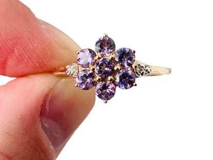 9ct Gold Spinel & Diamond Ring