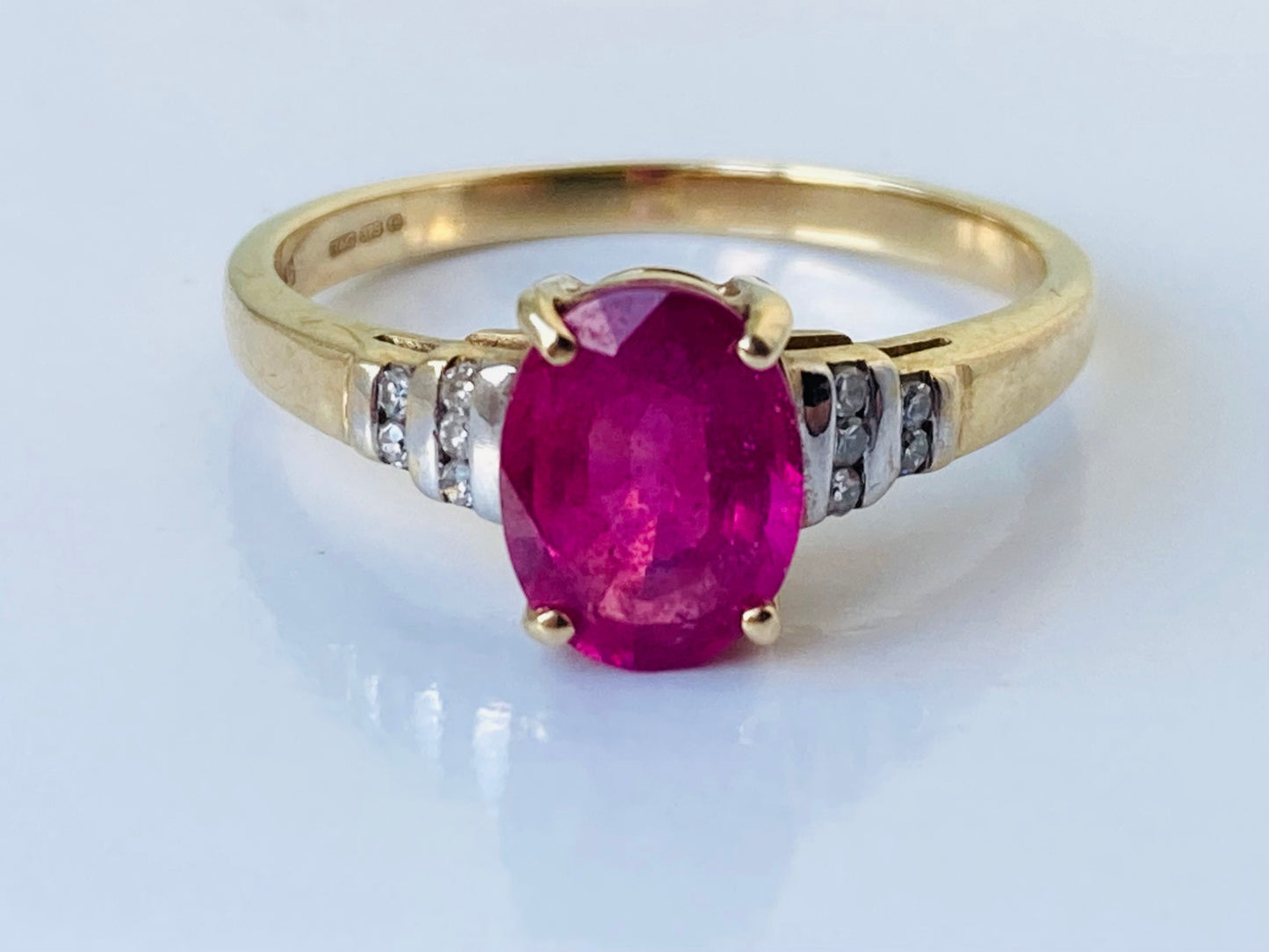 9ct Gold Pink Ruby & Diamond Ring