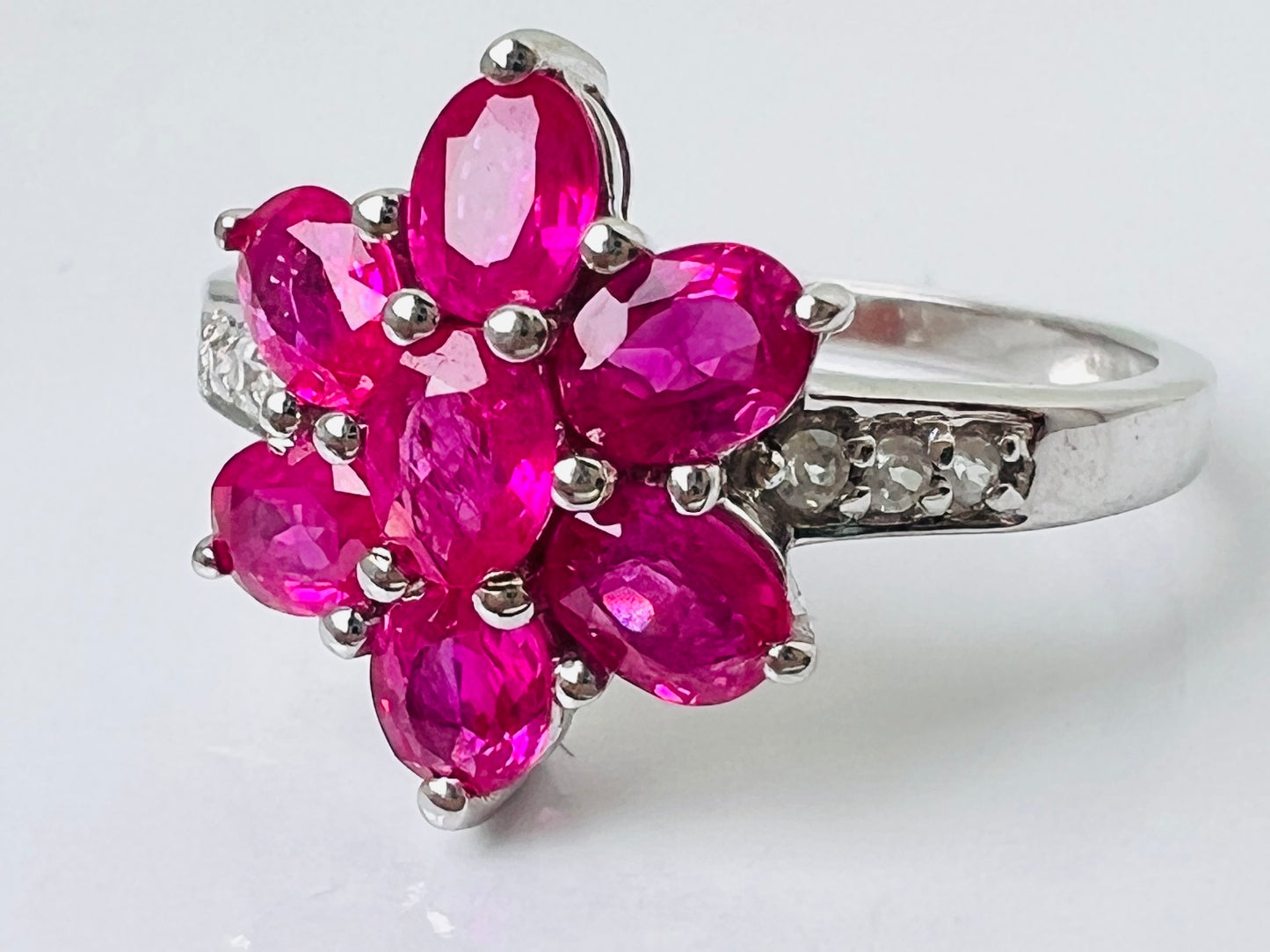 9ct Gold Pink Ruby & Zircon Ring