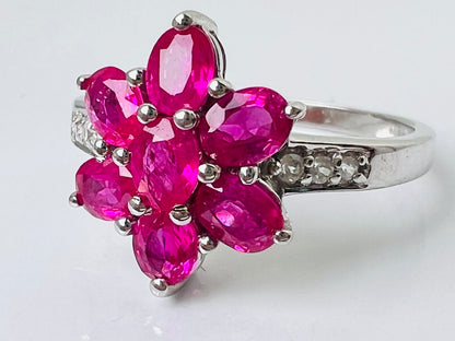 9ct Gold Pink Ruby & Zircon Ring