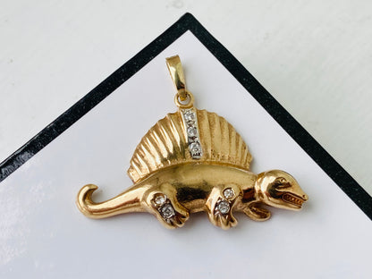 9ct Gold Diamond Dinosaur Pendant