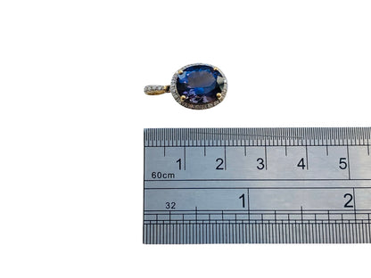 9ct Gold Iolite & Diamond Pendant