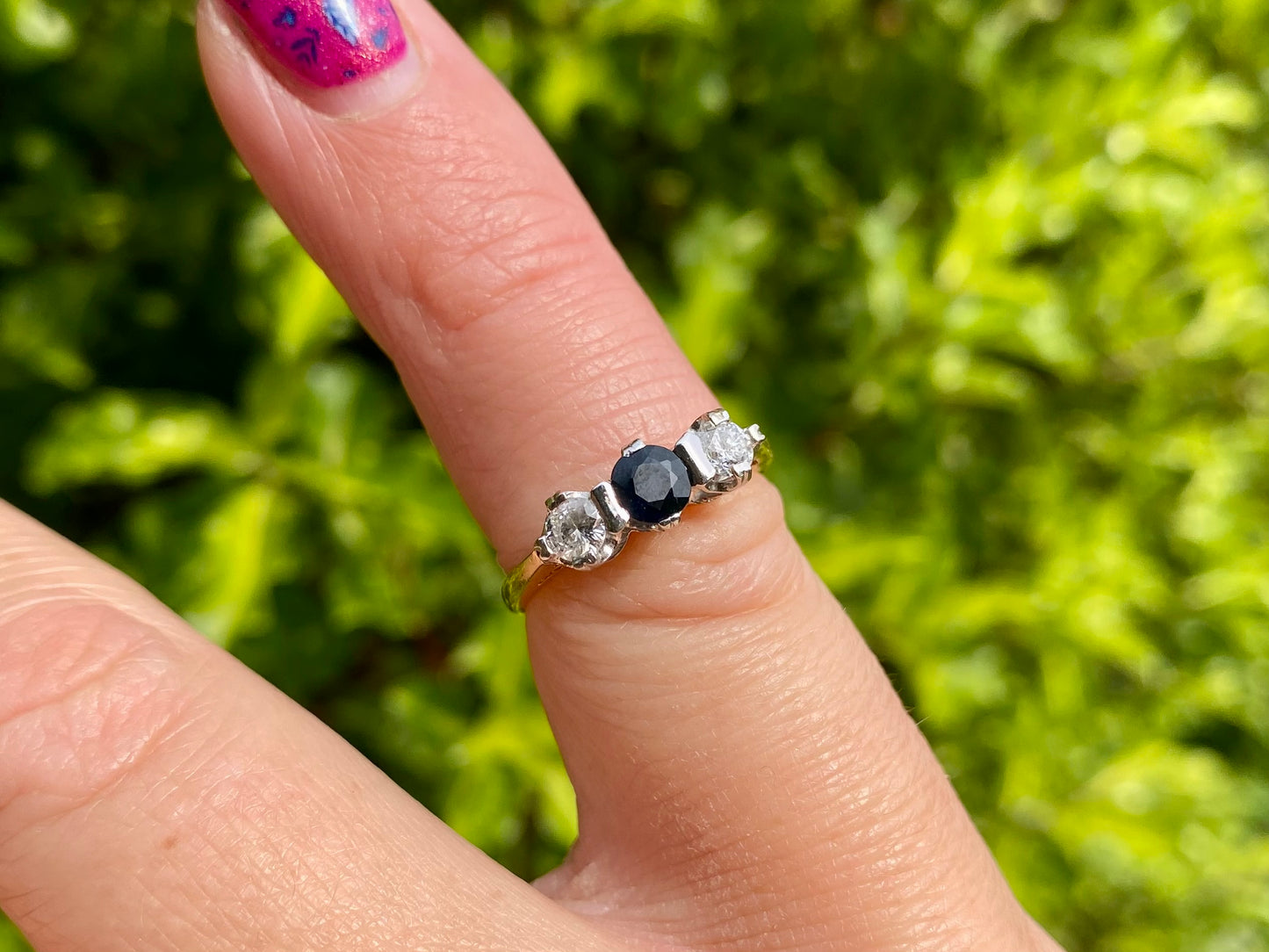 18ct Gold Sapphire & Diamond Trilogy Ring