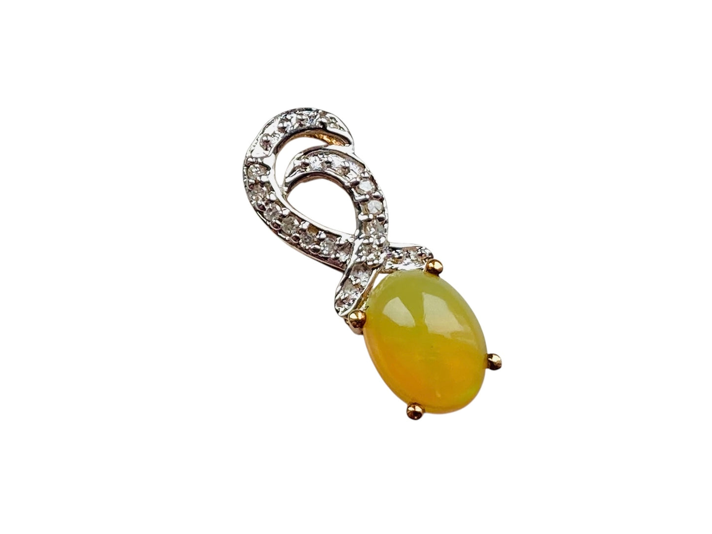 9ct Gold Opal & Diamond Pendant