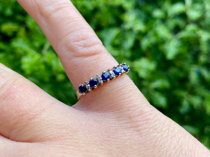 Vintage 9ct Gold Sapphire & Diamond Ring